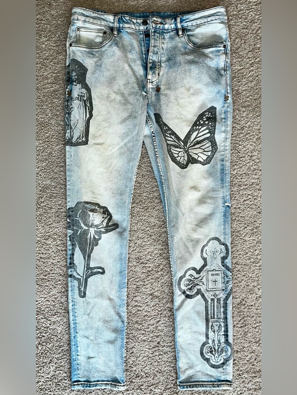 Ksubi Chitch Kut Out Nimbus Graphic Slim Jeans Men’s 34